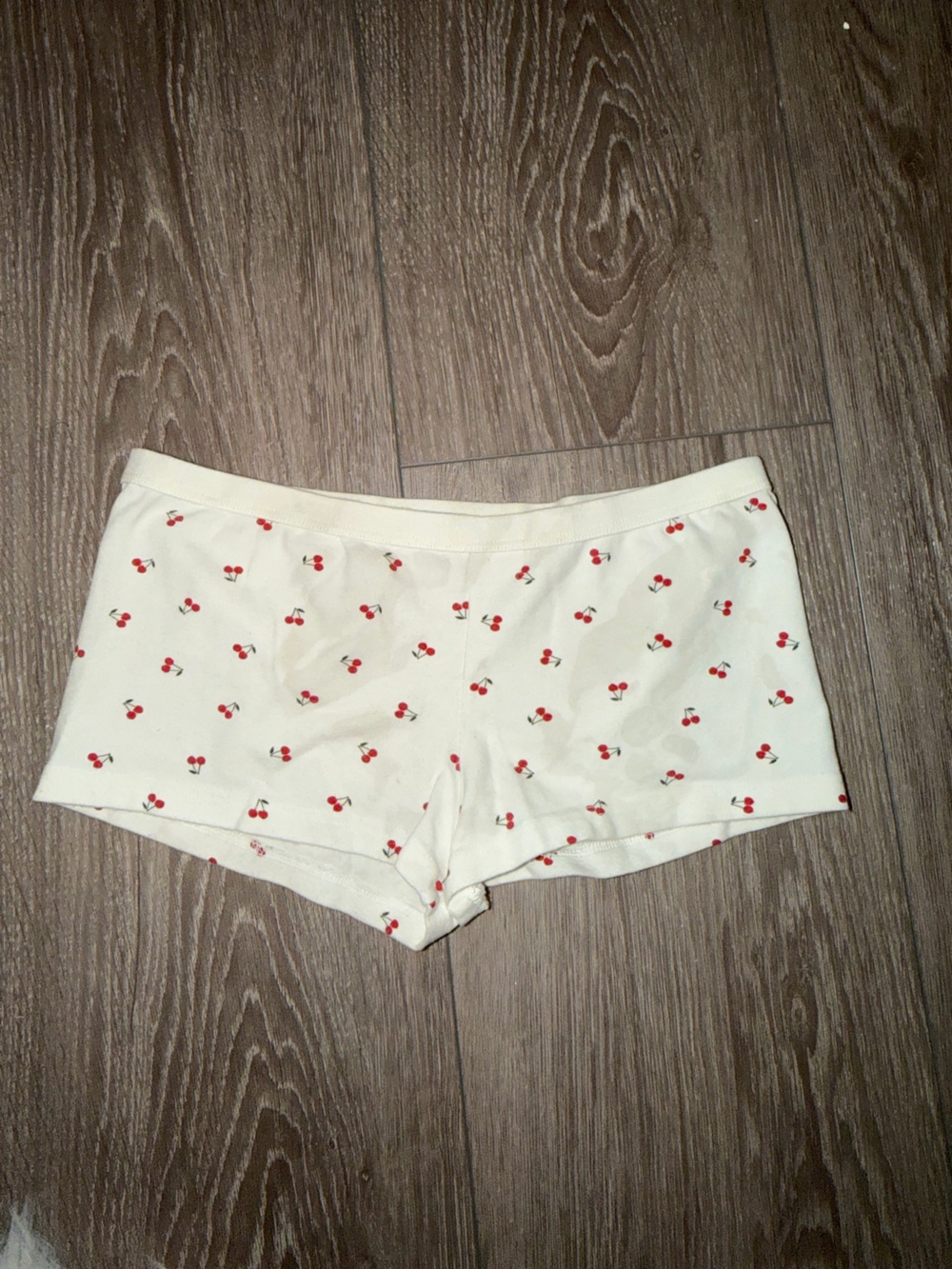 Brandy Melville Cream Shorts with Red Cherry Print